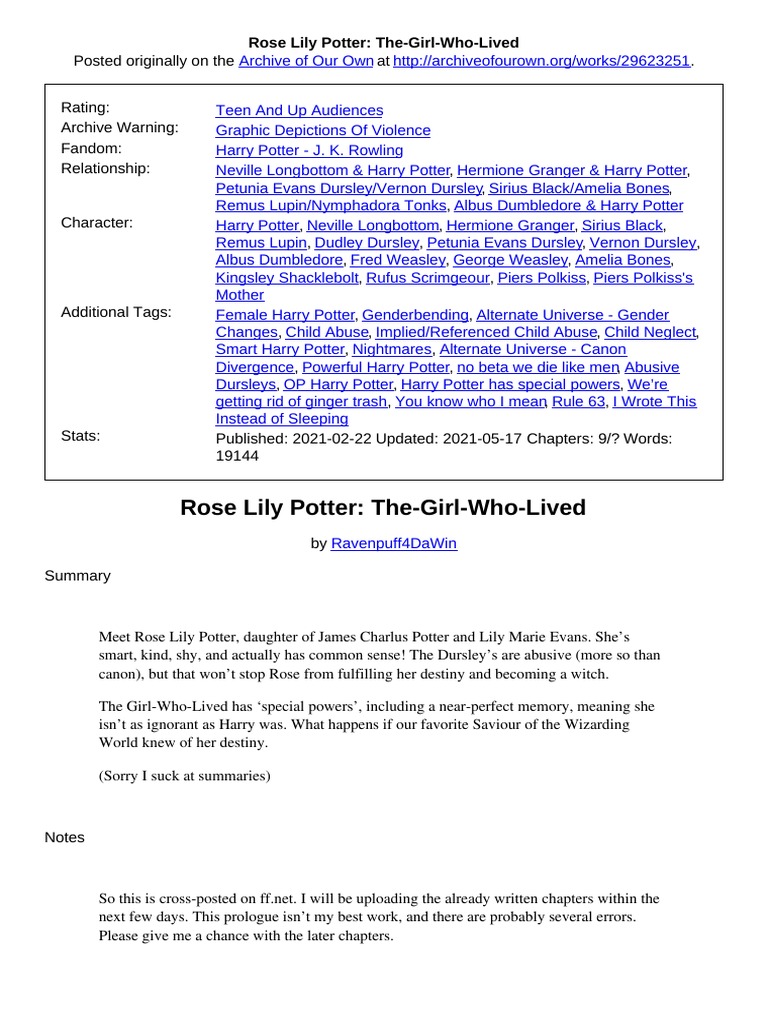 Rose Lily Potter, PDF, Contemporary Fantasy Novels